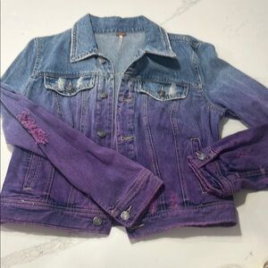 Free People distressed denim jacket small